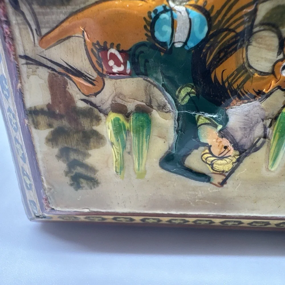 Persian Khatam Wooden Trinket Box  Hand Made-Damaged